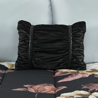 Osnove crni cvjetni krevet u vrećici koordinirani komplet za posteljinu, blizanac