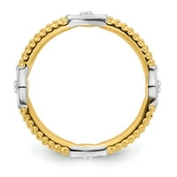 Sterling srebrni prsten koji se može složiti sa žutom pozlatom