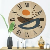 Dizajnerska umjetnost apstraktni geometrijski ispis mjeseca I Sunca moderni drveni zidni sat