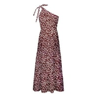 Qolati ženske ljetne maxi haljine boemsko jedno rame bez rukava zaleđene haljine ruffle slojena protočna plaža