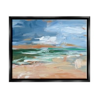 Sažetak plaža morski pejzaž pejzažno slikarstvo u crnom okviru umjetnički tisak zidna umjetnost