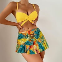 Ženska bandikat za benzin Bandeau Bluza visoki struk suknja Donje setovi kupaći kostimi za kupaće odijelo žuto,