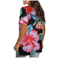 Gaecuw plus veličine vrhovi za žene vrhovi bluze kratke rukave majice redovne fit pulover majice majice cvjetni