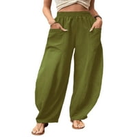 Ženske hlače u donjem dijelu s elastičnim strukom, jednobojne Palazzo hlače, hlače za slobodno vrijeme, ravne