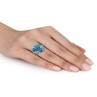 18- Carat T.G.W. Nebesko plavi topaz 14KT bijeli zlatni koktel prsten