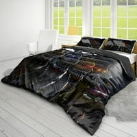 Horor Teddy Bear posteljina za ispis posteljine - 3 -komad set uključuje prekrivač i jastuke