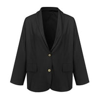 Vedolay kaputi odijelo jakne za žene plus elegantni podijeljeni dugi rukavi otvoreni prednji blejzer jakna, crni