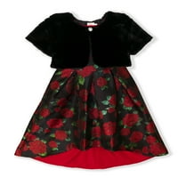 Svečana Božićna haljina za djevojčice u obliku ramena u V-krznu, veličine 4 i plus