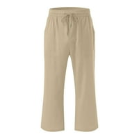 Lanene hlače a-list, ženske ljetne hlače s elastičnim strukom i vezicama, jednobojni Kapri širokog kroja, modne