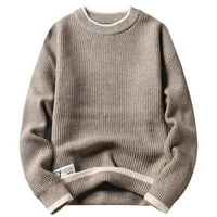 SNGXGN Muška boja Patchwork Predimenzioniran džemper Vintage Pulover Unise muški džemper, Black, Veličina L