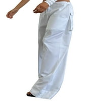 Ženske teretne Palazzo hlače širokih nogavica od 92 inča široke rastezljive hlače s niskim vezicama s džepovima