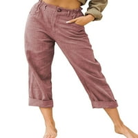 Ženske Ležerne široke hlače visokog struka, obične teretne hlače s džepovima