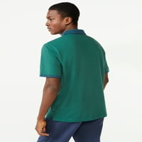 Besplatni montažni muški navršeni rastezljivi pique zip polo majica s kratkim rukavima