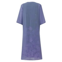 Ženske haljine tiskane maxi a-line modni modni okrugli dekolte ljetna haljina plava m