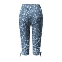 Ženske Capri hlače visokog struka, pripijene ljetne Ležerne hlače za plažu, modne kratke hlače s printom