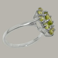 Ženski prsten za obljetnicu od srebra izrađen u Velikoj Britaniji s prirodnim peridotom - opcije veličine-veličina
