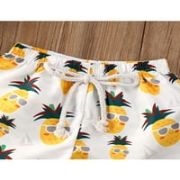 Maličja dječaka na havajsku plažu kratke hlače ananas zeleni list žuta plaža morska odjeća jedan komad