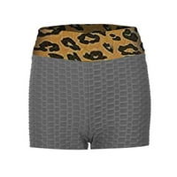 Modni ženski sportski leopard šavovi džep labave casual kratke hlače joga hlače xxl sive