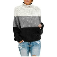 Ženski džemper- Dugi rukavi ležerni udobni pleteni vrhovi Leisure gornji dio pulovera uboda boja posada vrat vrhovi