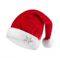Šešir Djeda Mraza s jednom rupom za odrasle i djecu ukrašen bijelim šljokicama, malom pahuljicom, plišanim obodom,