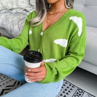 Ženski široki pleteni pulover s izrezom u obliku slova U i dugim rukavima džemper džemper vrhovi