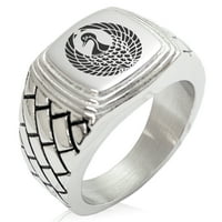 Polirani biciklistički prsten s geometrijskim dizajnom samurajskog grba Rokkaku od nehrđajućeg čelika