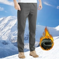 Muške hlače Ležerne tople jednobojne vanjske hlače otporne na vjetar s plišanim džepovima na kravatu hlače