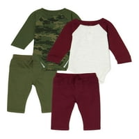 Ganimals Baby Boy Boysuit i jogger hlača za odjeću za odjeću, 4PC