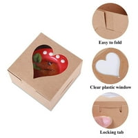 Sudoper za muffine s prozorom u obliku srca, mini kutije za pečenje hrane, posuda za muffine s čokoladom i jagodama