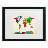 Zaštitni znak likovne umjetnosti Karta svijeta akvarela u M. A.-U, ulje na platnu Michaela Tompsetta