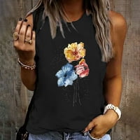Majice za vježbanje za žene, Ženska ljetna ležerna majica s cvjetnim printom s okruglim vratom, široka majica