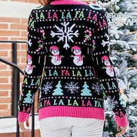 Božićni džemperi za žene modne žene božićni tisak pletiva džemper bluze za bluze za žene trendovske pulover pulover
