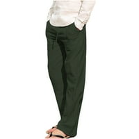 Pamučne lanene hlače za žene muškarci elastični struk struga široke hlače za noge casual vrećasti hlače s džepovima