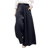Dnevne hlače žene modna solidna boja labava ležerne hlače široke noge mornarice s