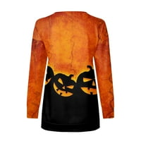 Yubatuo Womens Halloween Twimshirt Ženske sportske dukseve dugice s dugim rukavima s V-izrezom Zipper casual Halloween