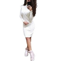 Yskkt ženska modna haljina s dugim rukavima pulover solidna boja crochet pulovers pulovers