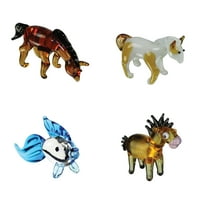 Minijaturne staklene figurice od 4 pakiranja Arapska kuća Pinto konj Zlatna ribica konj