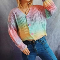 Kardigan, Džemperi za žene, Pleteni kardigan, modna ležerna jesenska bluza s izrezom i dugim rukavima, vrhovi