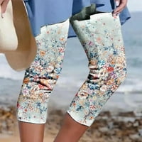 Zimske casual hlače za žene, cvjetne hlače s elastičnim strukom, pripijene hlače za plažu suženog kroja