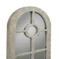 Zidno ogledalo s prozorskim staklom u obliku luka, antičko bijelo
