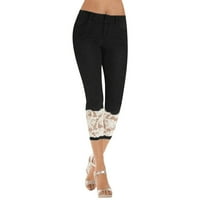 Hlače za djevojčice ljetne traperice-Capri ženske ljetne rastezljive čipkaste traperice casual skraćene hlače