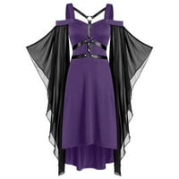 Haljine za žene plus haljine veličine hladne solidne gotičke čipke umetni leptir mrlja ljubičasta l