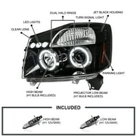 Spec-D Tuning Jet Black LED Halo Projector prednjim svjetlima kompatibilno s 2004-Nissan Titan, 2004.- Nissan