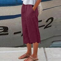 Guzom Capri hlače za žene- s džepovima širokim hlačama za noge Vino S