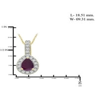Ogrlica za srebrne lance za žene - 14k zlatna srebrna ogrlica s pjenušavim originalnim 1. CTW crvena rubina i