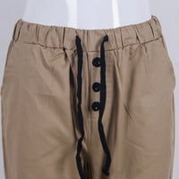 Muške elastične duge hlače, dnevne fitnes hlače čiste boje sa bočnim džepovima