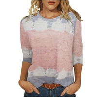 Floleo ženski vrhovi za čišćenje ljetne modne tiskane majice na ruci srednje duljine bluze okrugli vrat casual