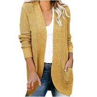 Ženski kaputi kaputi Žene ležerno soulske džep dugih rukava plišani dugi pleteni kardigan džemper