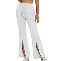 Ženske traperice ženske ležerne hlače s niskim strukom hlače plaže s džepovima joga za vježbanje hlača s džepnim