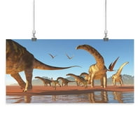 Plakat Stado argentinosaura na plaži - slika iz MK